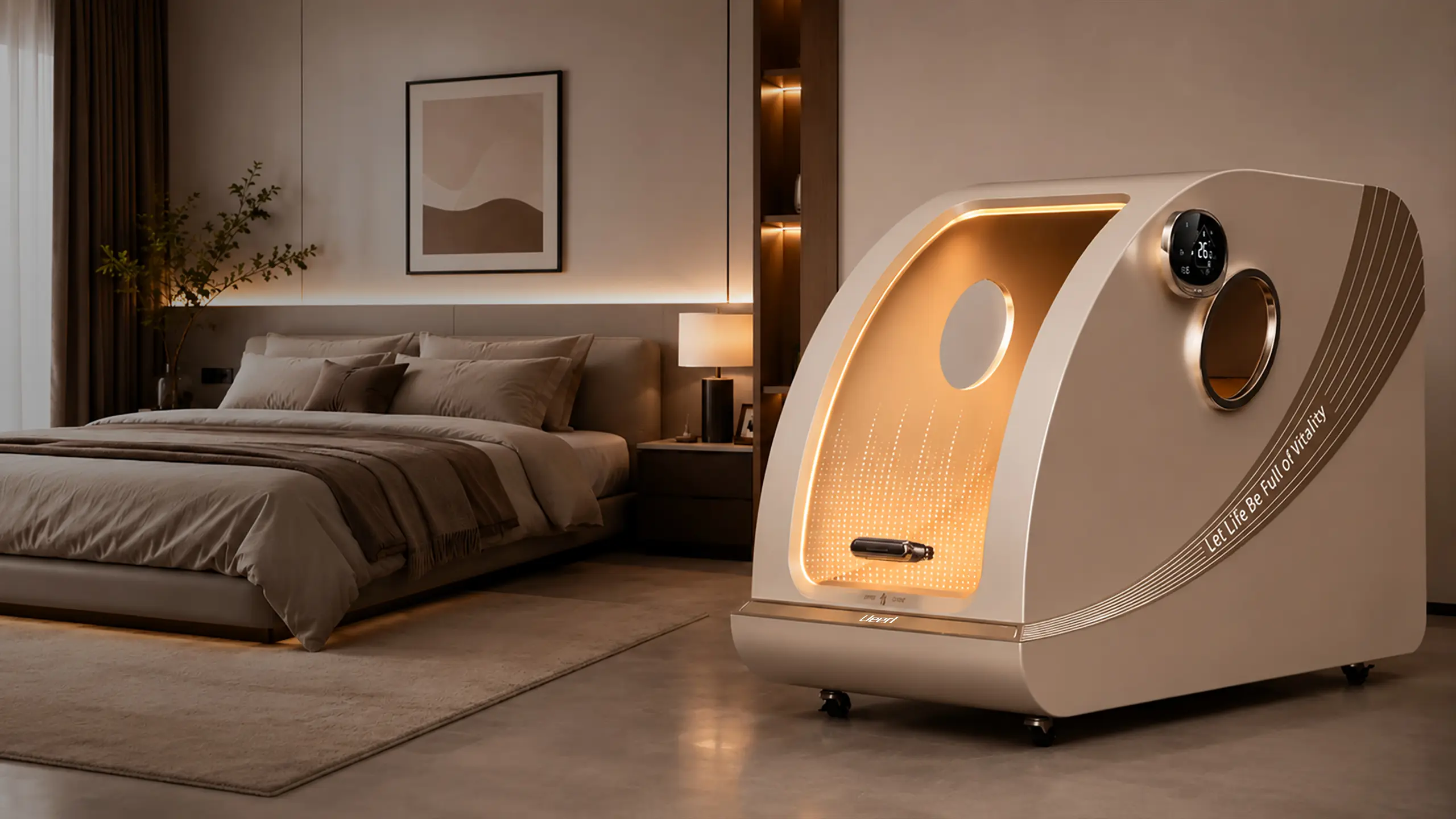 C2 sitting hyperbaric oxygen chamber in bedroom