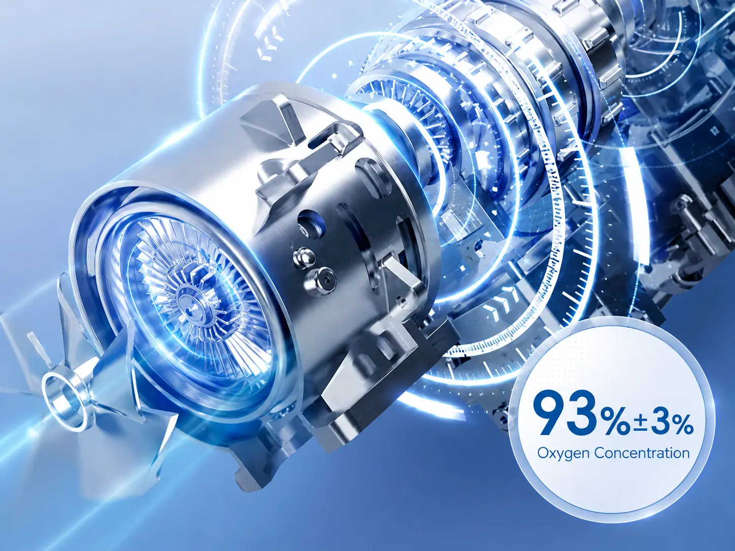 93 percent plus or minus 3 percent high-purity oxygen output system for the Ueerl V3 chamber