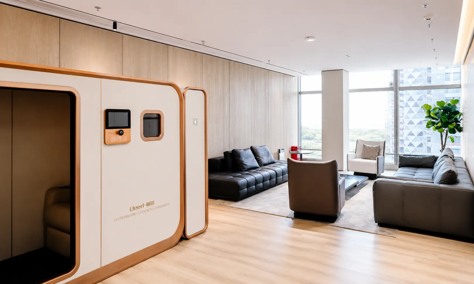 Premium Ueerl hyperbaric oxygen therapy environment for a spa and beauty wellness business