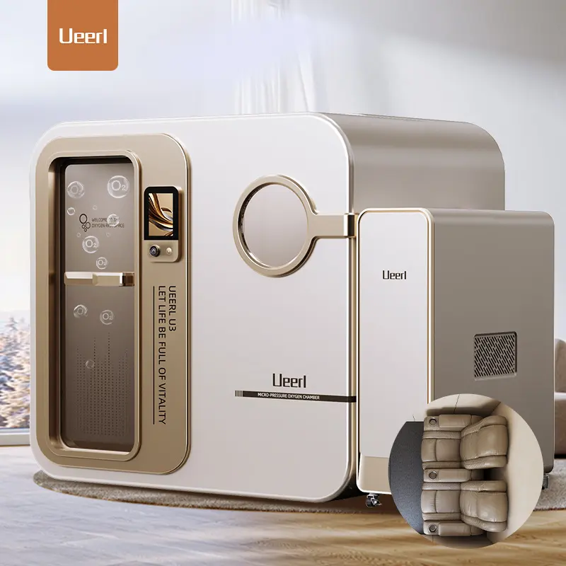 Ueerl U6 Platinum White two-person room-style hyperbaric oxygen chamber with larger cabin and 170 degree adjustable reclining sofa seats