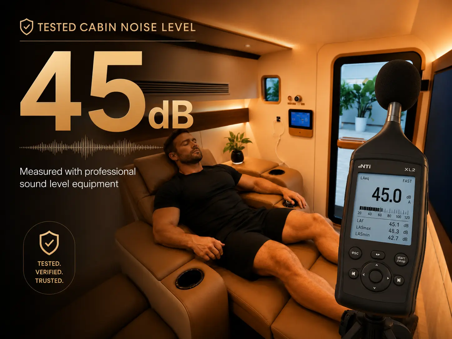 Ultra-quiet operating and climate control systems of the Ueerl V3 hyperbaric oxygen chamber