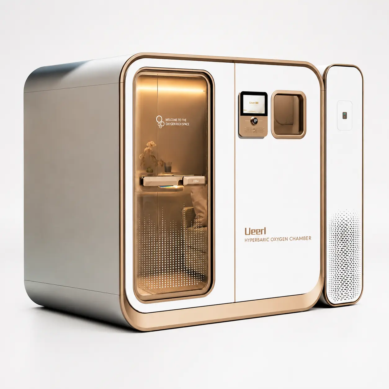 Ueerl two-person hyperbaric oxygen chamber for companion beauty wellness sessions