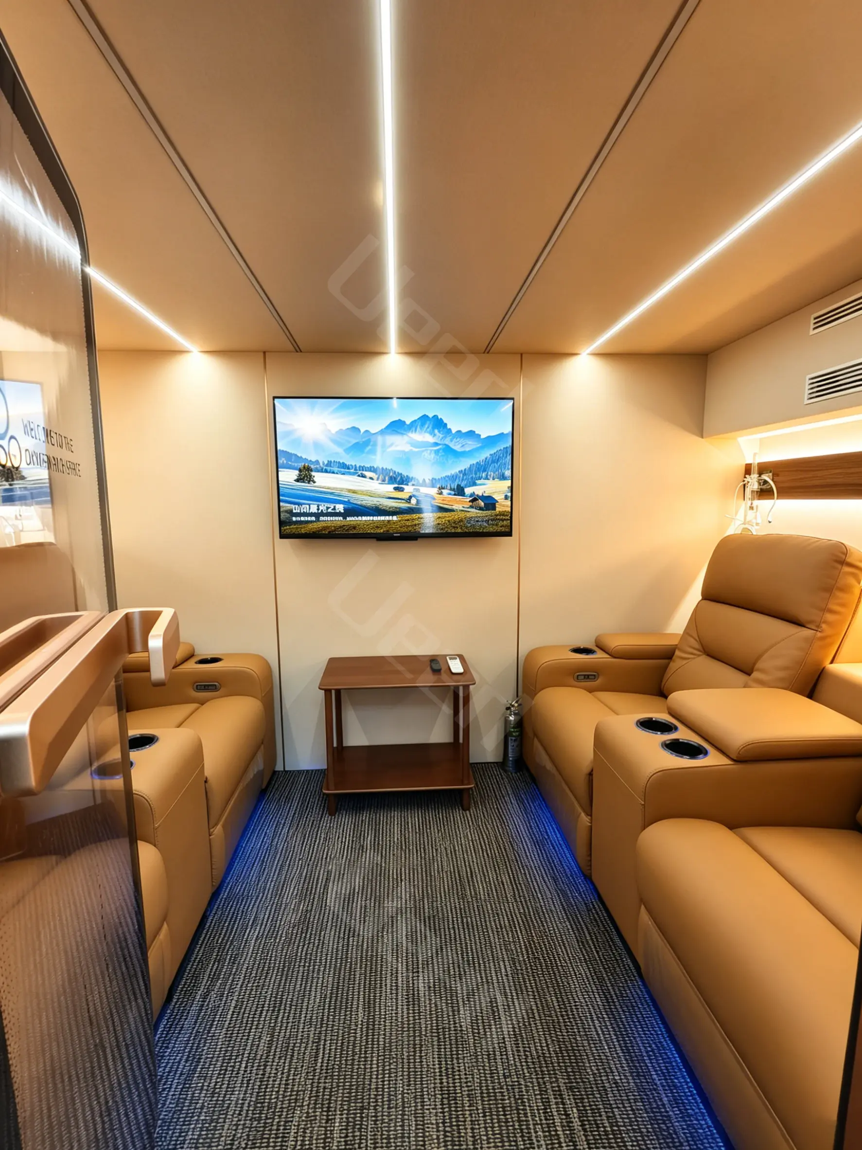 Comfortable Ueerl room-style hyperbaric oxygen chamber designed for repeat recovery sessions