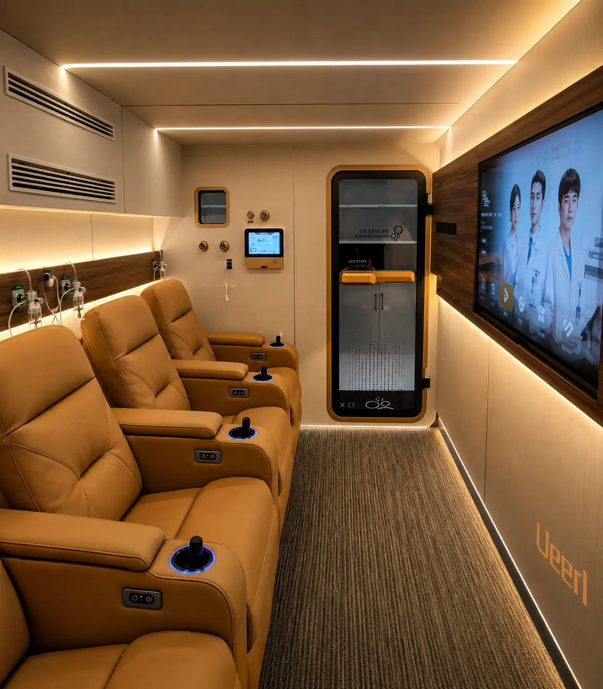 Senior-friendly Ueerl chamber interior with reclining comfort and easy access