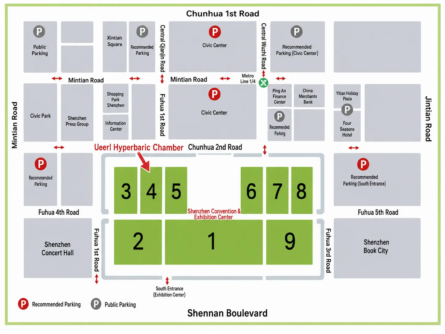Ueerl Hyperbaric Chamber Location Map – Shenzhen Convention & Exhibition Center