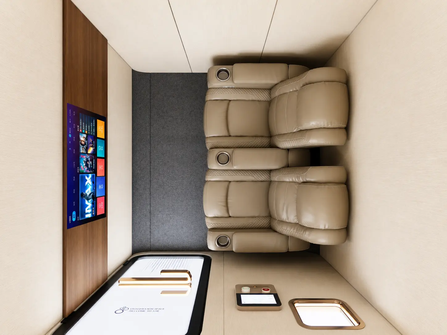 Ueerl V6 spacious two-person room-style hyperbaric oxygen chamber interior